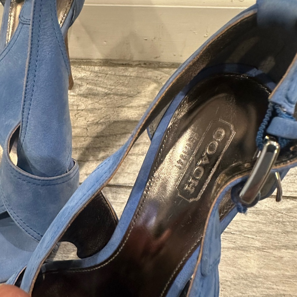 Coach Blue Open-Toe Heels - Picture 15 of 16